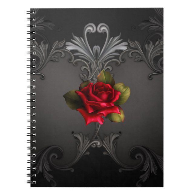 Carnet Glamour gothique Rouge Rose Noir Glam ornemental (Devant)