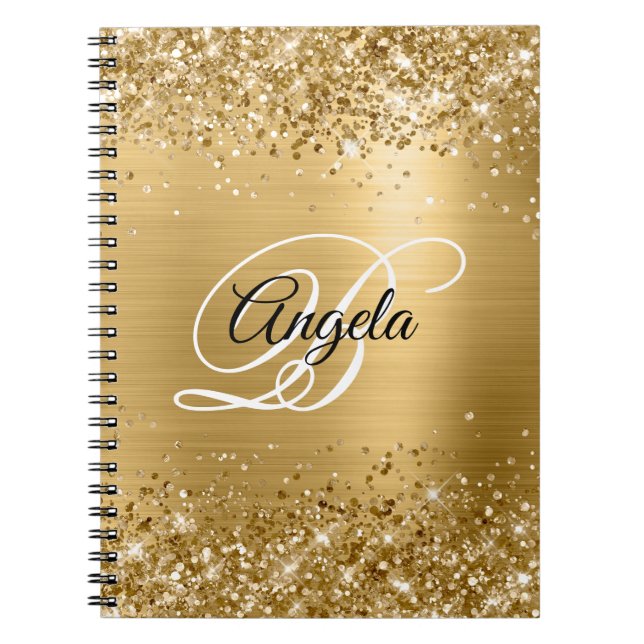 Carnet Glitterie Or Métallo Fancy Monogramme (Devant)