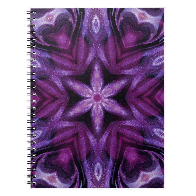 Carnet Glitterie Purple Kaleidoscope Coeurs Gradient (Devant)