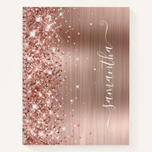 Carnet Glitterie Rose Gold Foil Moderne Fille Signature