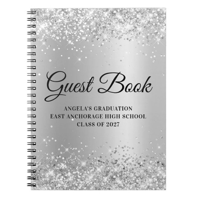 Carnet Glitterie Silver Glam Graduation (Devant)