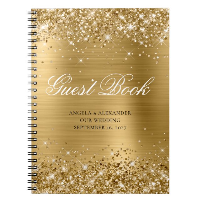 Carnet Glittery Gold Glam Classic Script Guestbook (Devant)