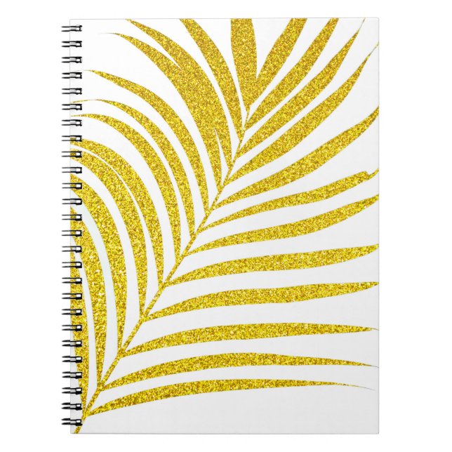 Carnet Glittery Golden Palm Tree mignon Cadeau Tropical F (Devant)