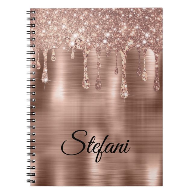 Carnet Glittery Rose Gold Drives Deux Nom Cartes de Place (Devant)