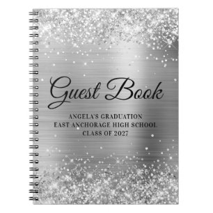 Carnet Glittery Silver High School Graduation Invité