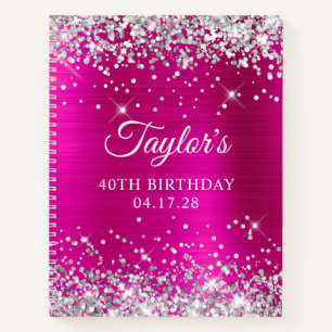 Carnet Glittery Silver Hot Pink Foil 40e anniversaire