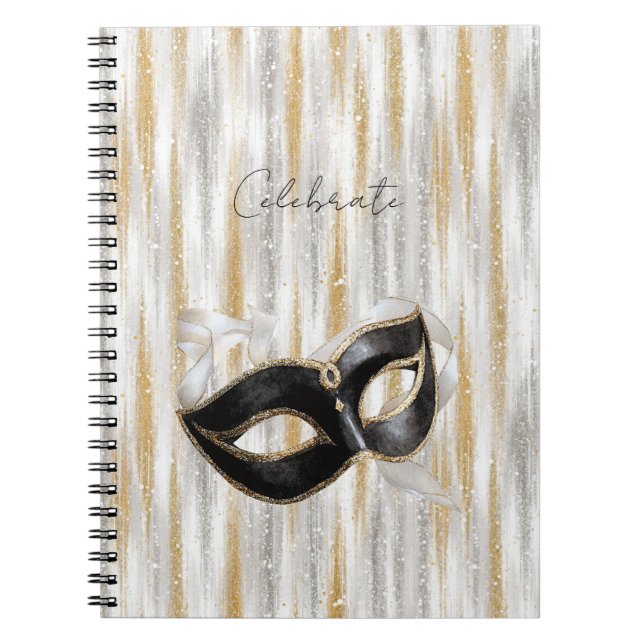 Carnet Glitzy Gold Silver Celebrate Mask (Devant)