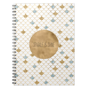 Carnet Glitzy Mermaid Blue Gold Sparkle