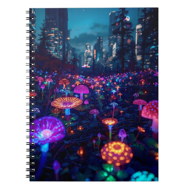 Carnet Glowfall Grove Notebook | Neon AI Art (Devant)