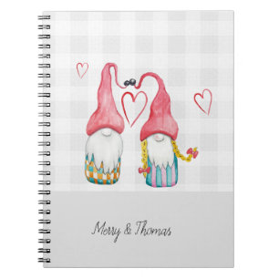 Carnet Gnome de Noël en amour Aquarelle peinte à la main