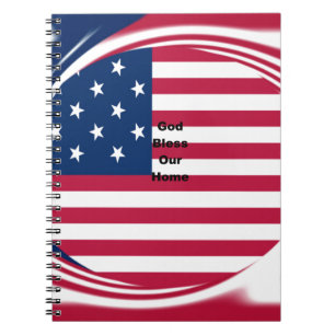 Carnet God Bless Our Home : USA Flag Swirl Art