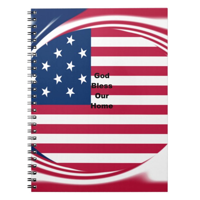 Carnet God Bless Our Home : USA Flag Swirl Art (Devant)