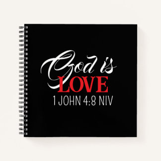 Carnet God is Love Black and Red Bible Verses Faith Name