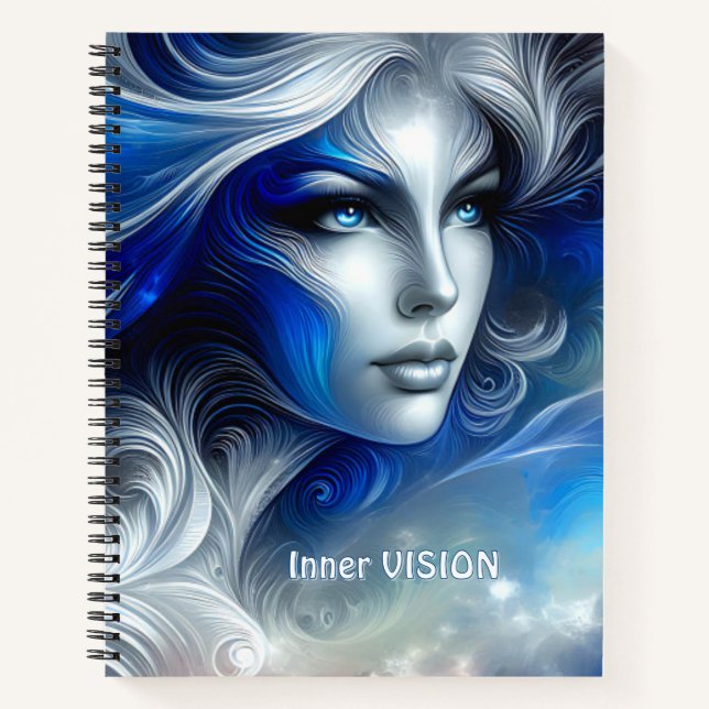 Carnet Goddess Celestial White Blue Head Février - (Devant)