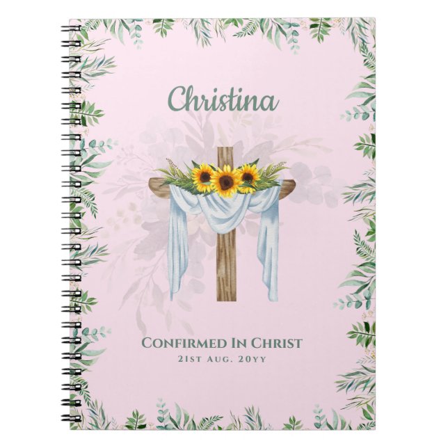 Carnet Godgirl CONFIRMATION Fleur de soleil rose (Devant)