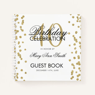 Carnet Gold 40th Birthday Guestbook Confetti Blanc