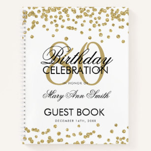 Carnet Gold 80th Birthday Guestbook Confetti