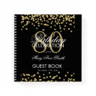 Gold 80th Birthday Guestbook Confetti Black