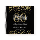 Gold 80th Birthday Guestbook Confetti Black
