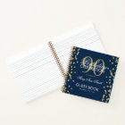 Gold 90th Birthday Guestbook Confetti Navy Blue