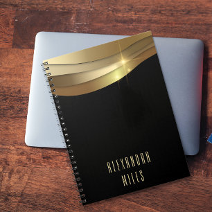 Carnet Gold And Black Minimalist Modern Trendy Chic Name