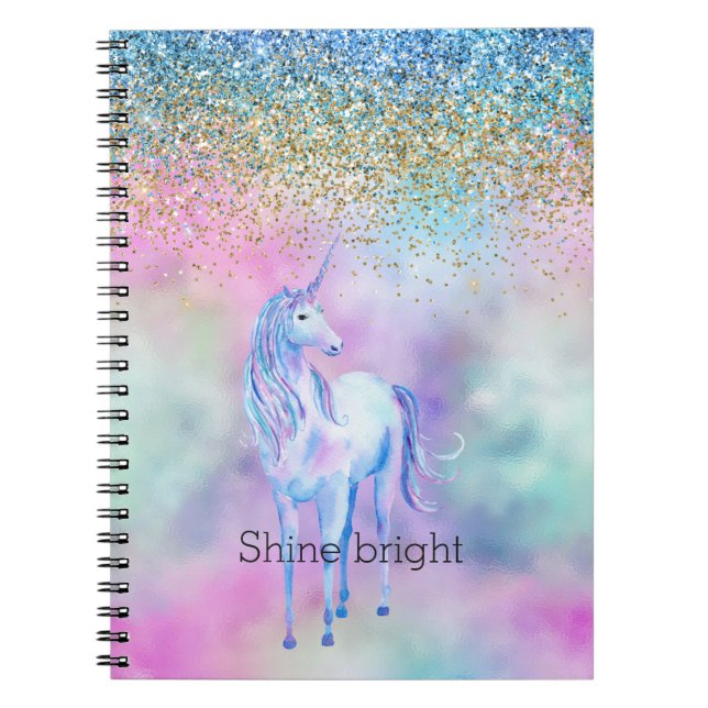 Carnet Gold Aqua Parties scintillant Purple Unicorn Étinc (Devant)