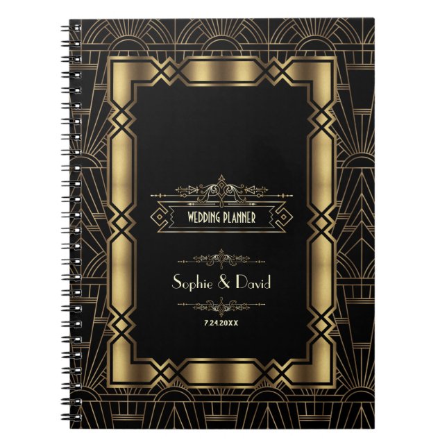 Carnet Gold Art Déco Gatsby 1920 Style Wedding planner (Devant)