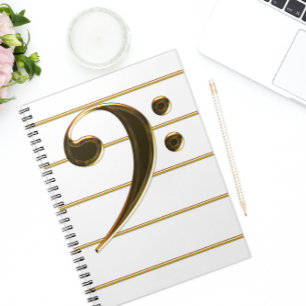 Carnet Gold Bass Clef Music Note