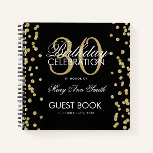 Carnet Gold Black 30th Birthday Guestbook Confetti