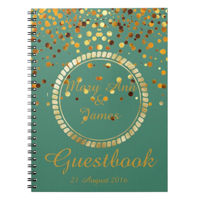 Carnet Gold Confetti Parties scintillant Faux Foil Green  (Devant)