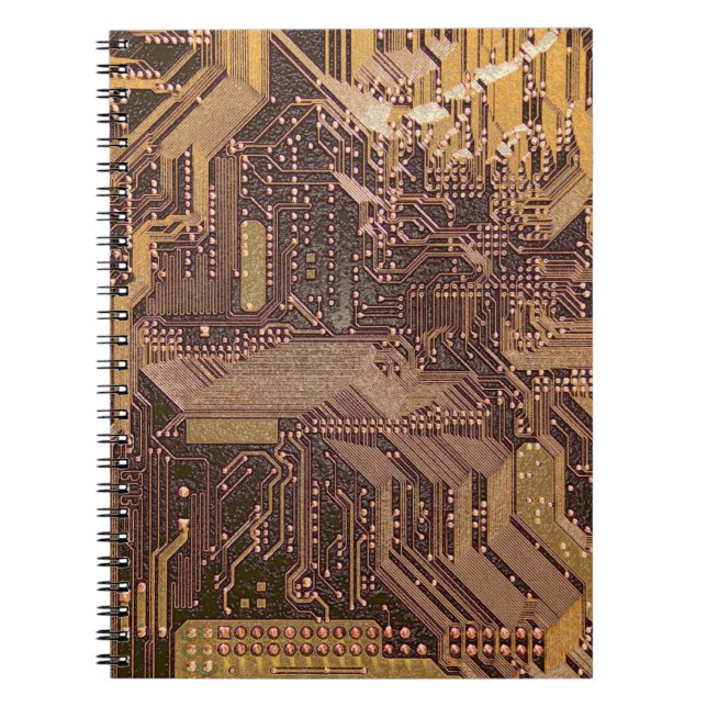 Carnet Gold Cyber Circuit Board Tech Art Electronique (Devant)