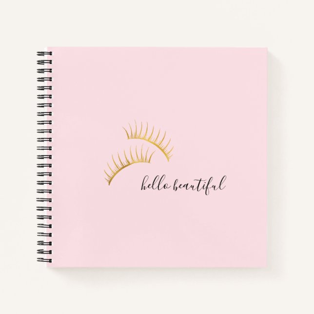 Carnet Gold Eyelashes Bonjour Belle (Devant)
