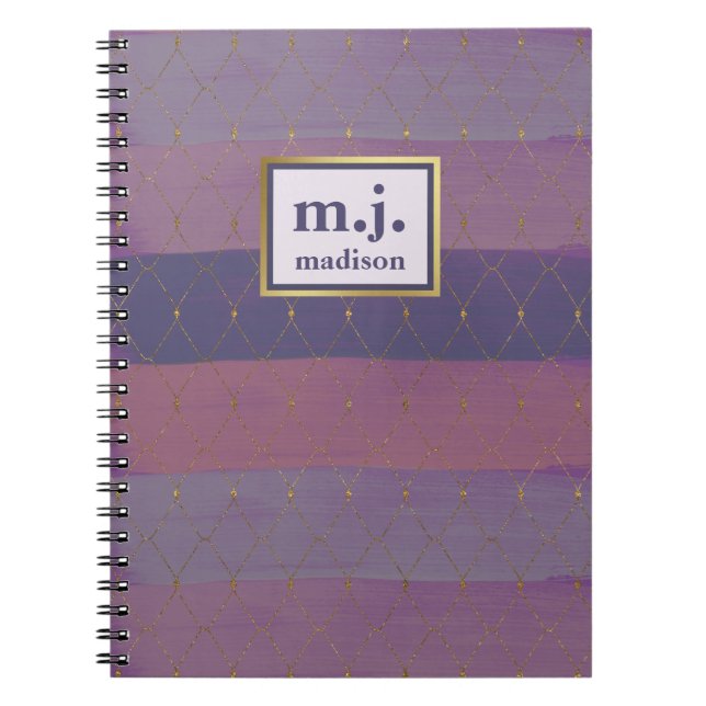 Carnet Gold Faux féminine avec pinces violettes (Devant)