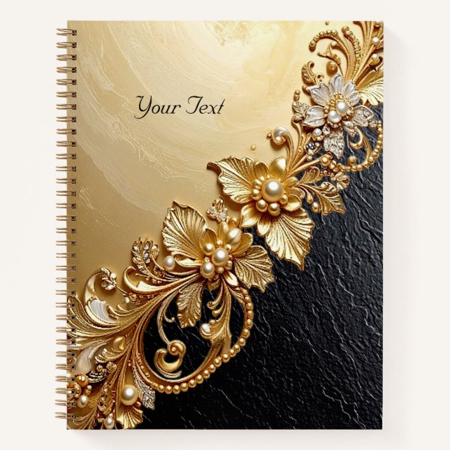 Carnet Gold Floral Embellishments Notebook (Devant)