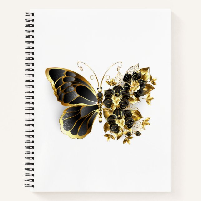 Carnet Gold flower Butterfly with Black Orchid (Devant)