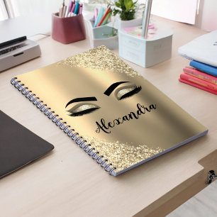Carnet Gold Glitter Sparkle Eyelashes Monogram