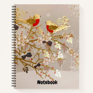 Carnet Gold hiver Oiseaux de neige Pays Noël