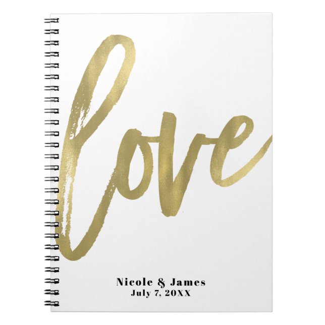 Carnet Gold LOVE Modern Brush Script Mariage Planning (Devant)