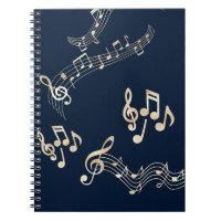 Gold Music Notes sur Navy Blue Medium