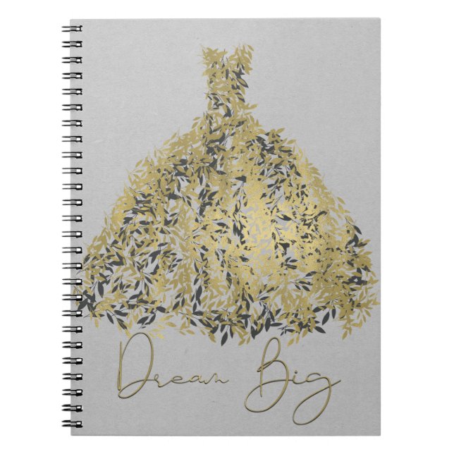 Carnet Gold Natural Grey Moderne Robe Botanique Dream Big (Devant)