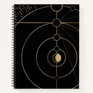 Carnet Gold noir boussole lunaire phase lunaire
