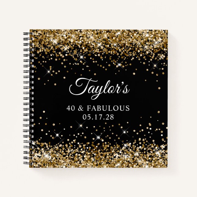 Carnet Gold Parties scintillant Black 40 & Fabuleux invit (Devant)
