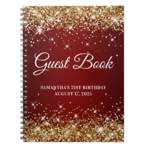 Carnet Gold Parties scintillant Dark Red 21st Birthday Gu