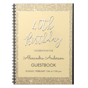 Carnet Gold Sparkle Parties scintillant 40th Birthday Gue