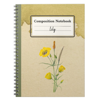 Carnet Golden Bowl Mariposa Fleur Personnalisée Comp