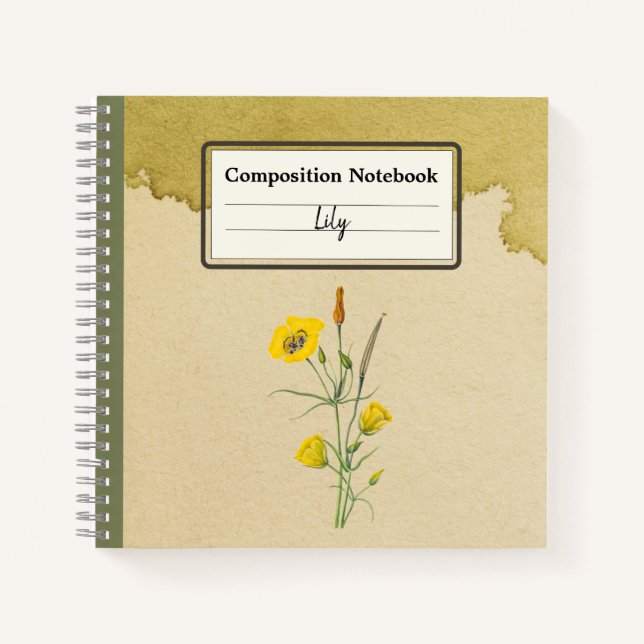 Carnet Golden Bowl Mariposa Fleur Personnalisée Comp (Devant)