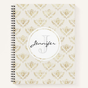 Carnet Golden Bumble Bee avec un monogramme Motif de la C