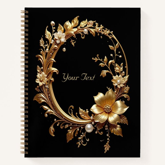 Carnet Golden Floral Ornate Frame Notebook (Devant)