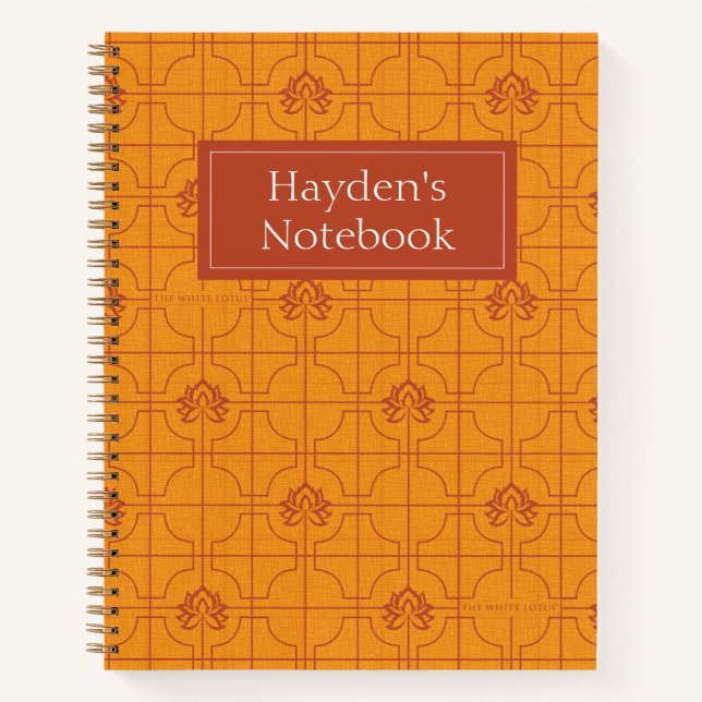 Carnet Golden Lotus Grid Motif - Le Lotus Blanc (Devant)