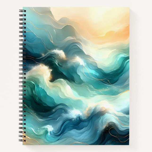 Carnet Golden Ocean Flow Abstract Waves (Devant)